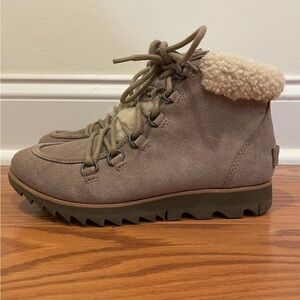 Sorel Harlow Lace Cozy Booties Waterproof Pink Leather Ankle Boots Sz. 6